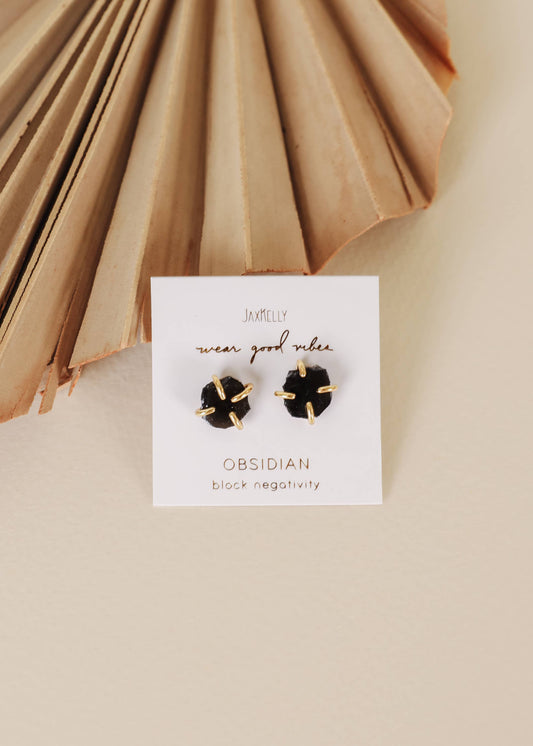 Obsidian Gemstone Studs