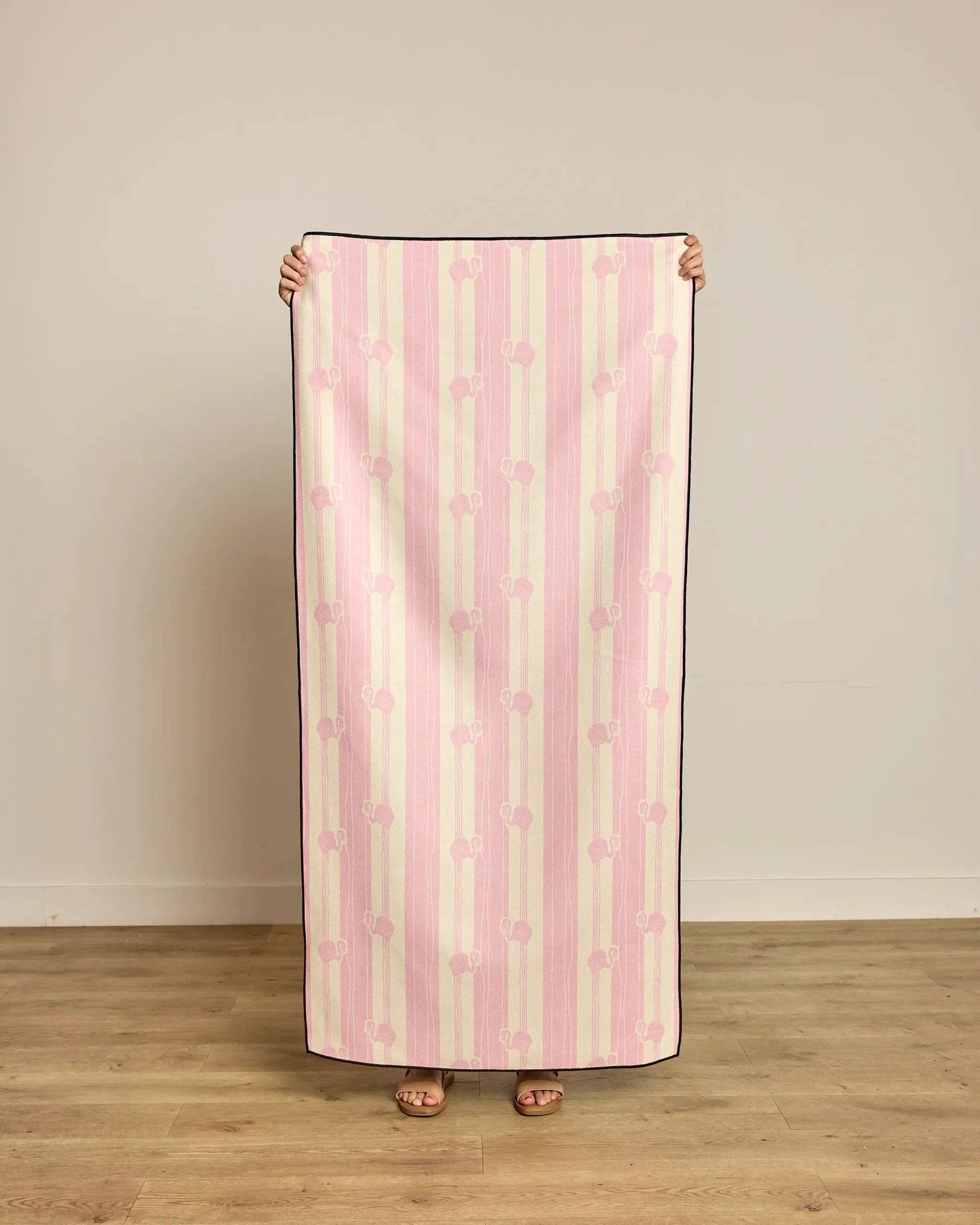 Geometry Flamingo Stripe Pink Beach Towel