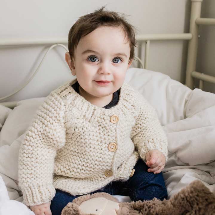 Natural Garter Stitch Cardigan