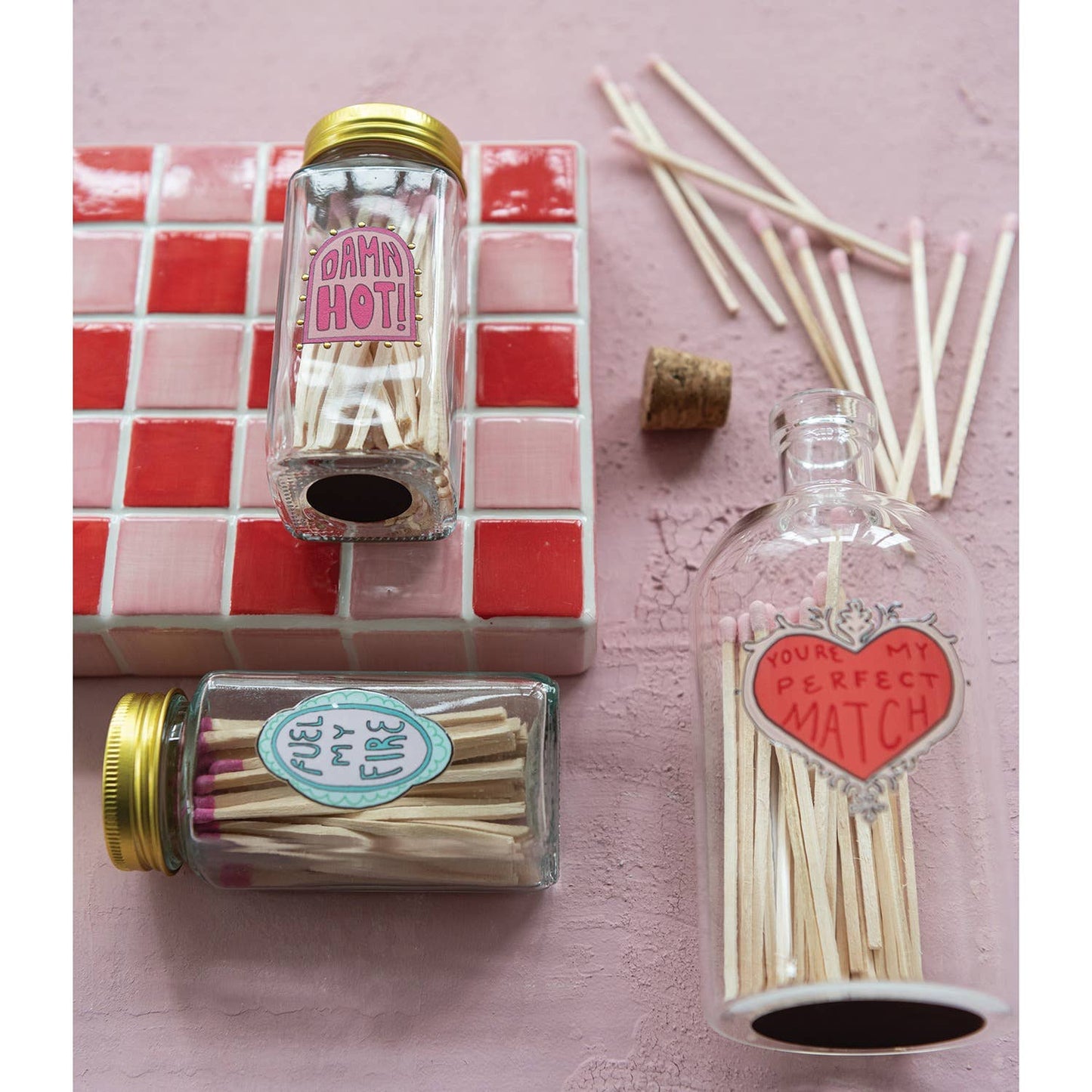 Witty Glass Jar Match Holder