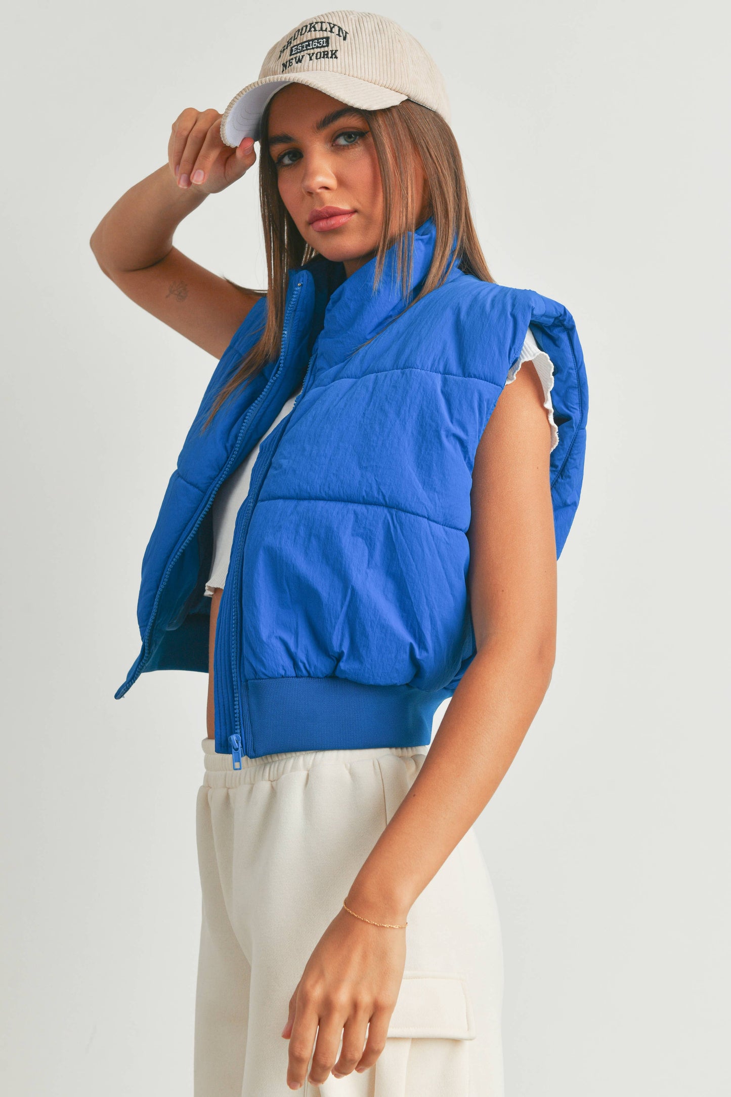 Zip-Up Crop Puffer Vest