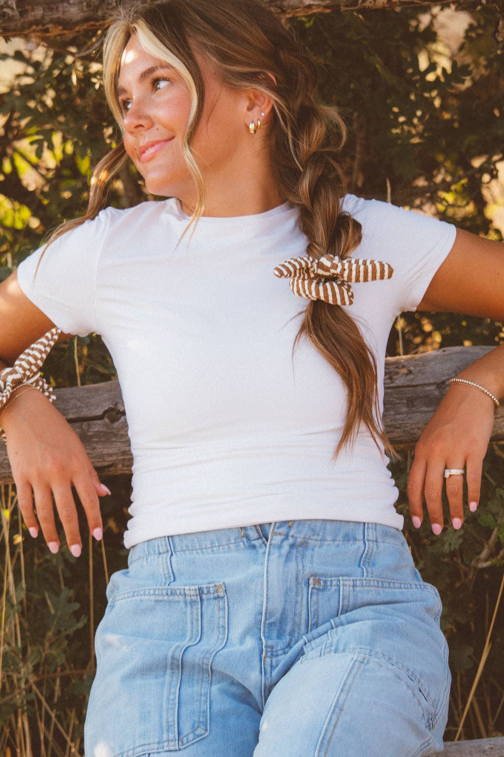 Striped Bow Scrunchie