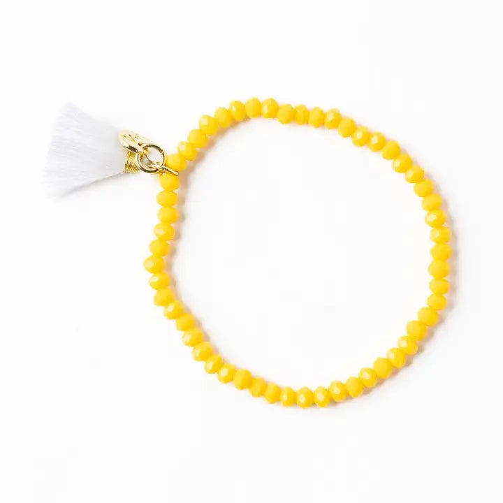 Yellow Crystal Stretch Tassel Bracelet