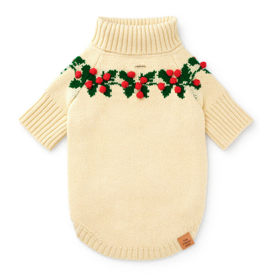 Holly Bobble Holiday Dog Sweater