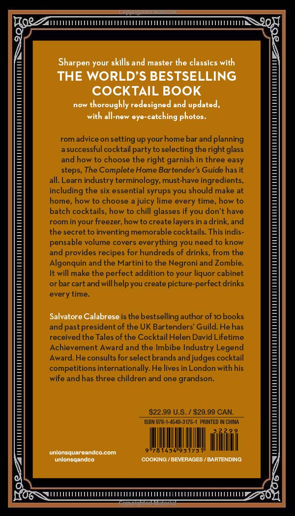 Complete Home Bartender's Guide Cocktail Book