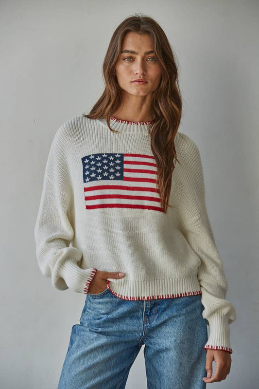 American Flag Pullover Sweater