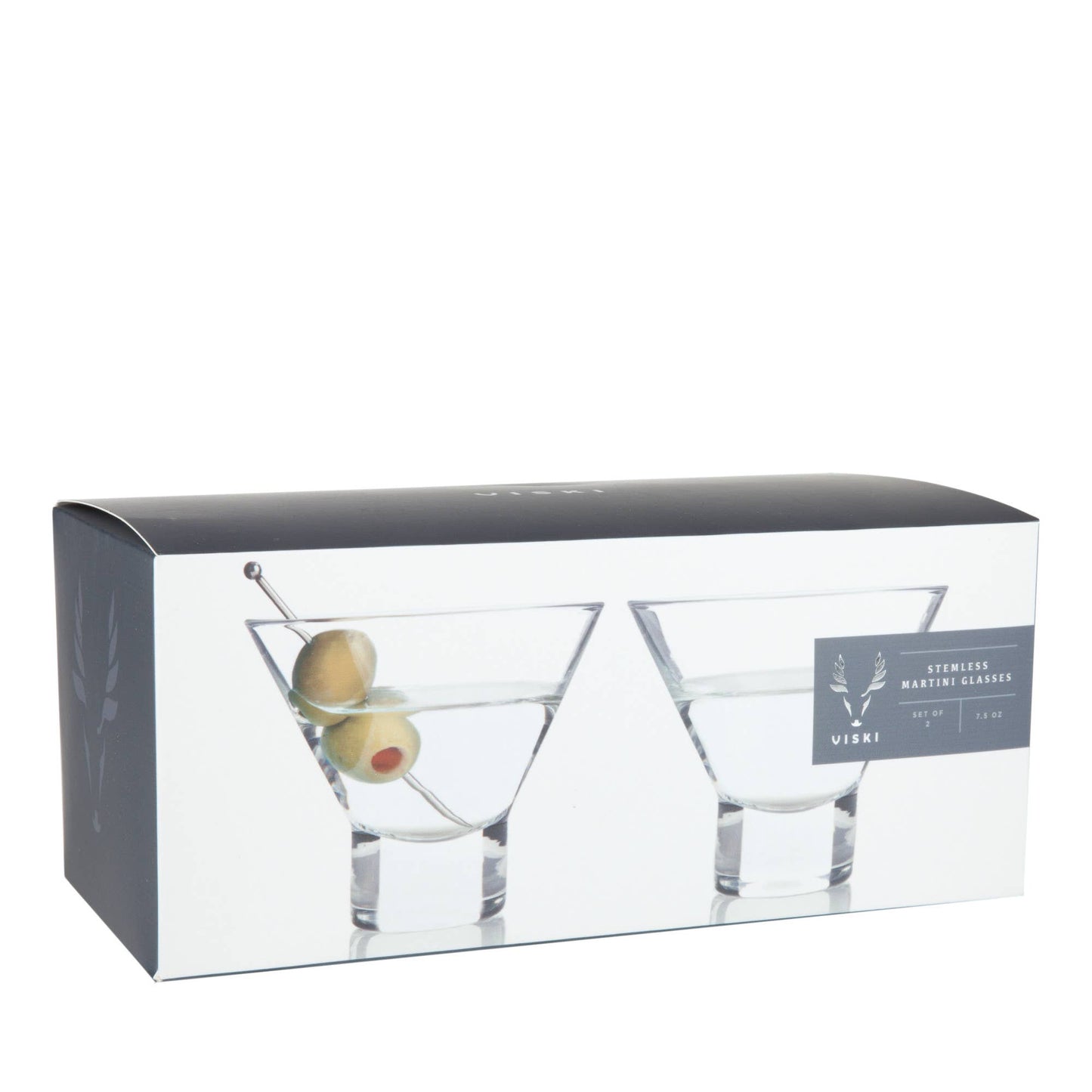 Raye™ Heavy Base Stemless Crystal Martini Glasses