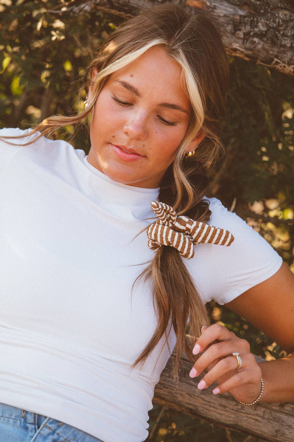 Striped Bow Scrunchie