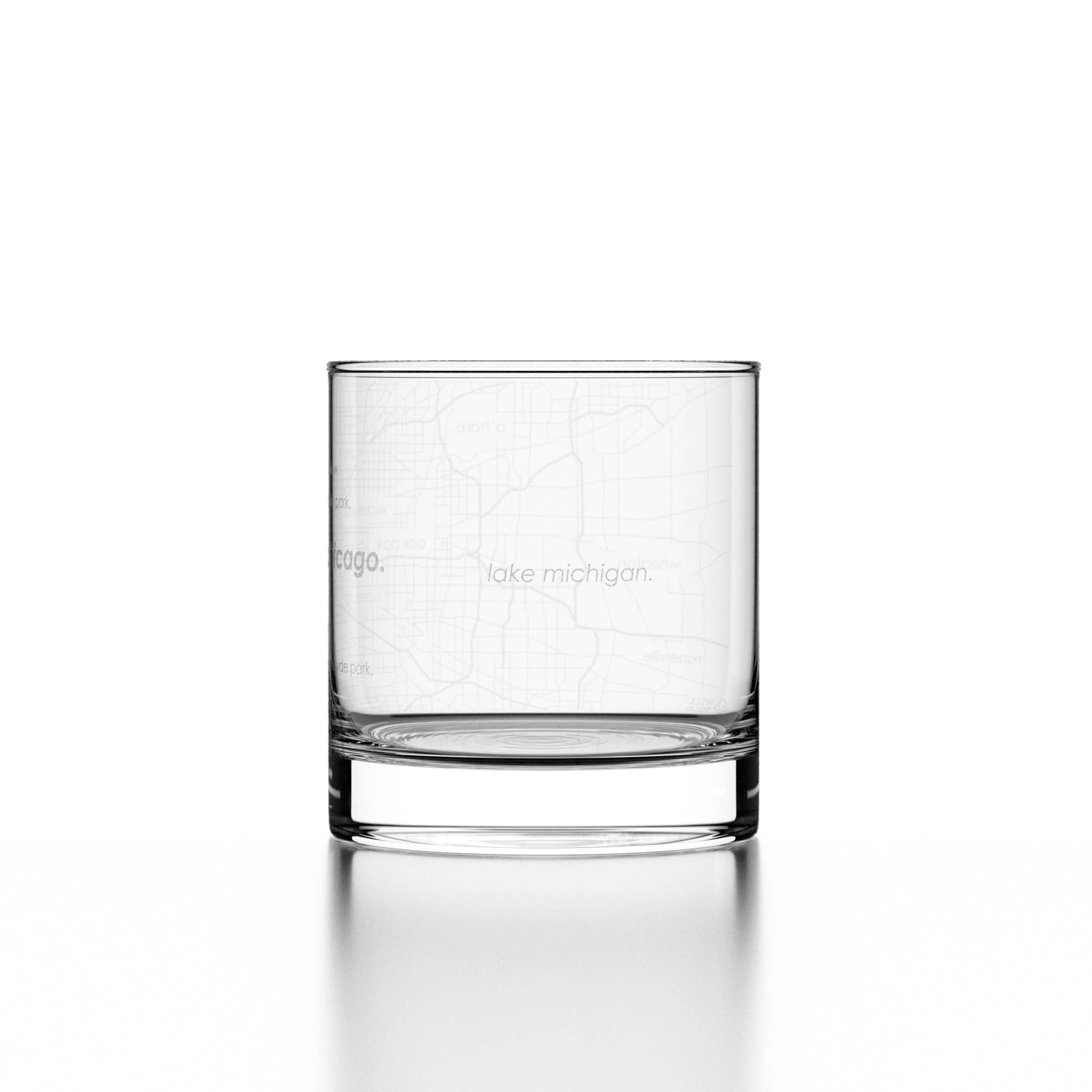 Chicago IL Map Rocks Whiskey Glass