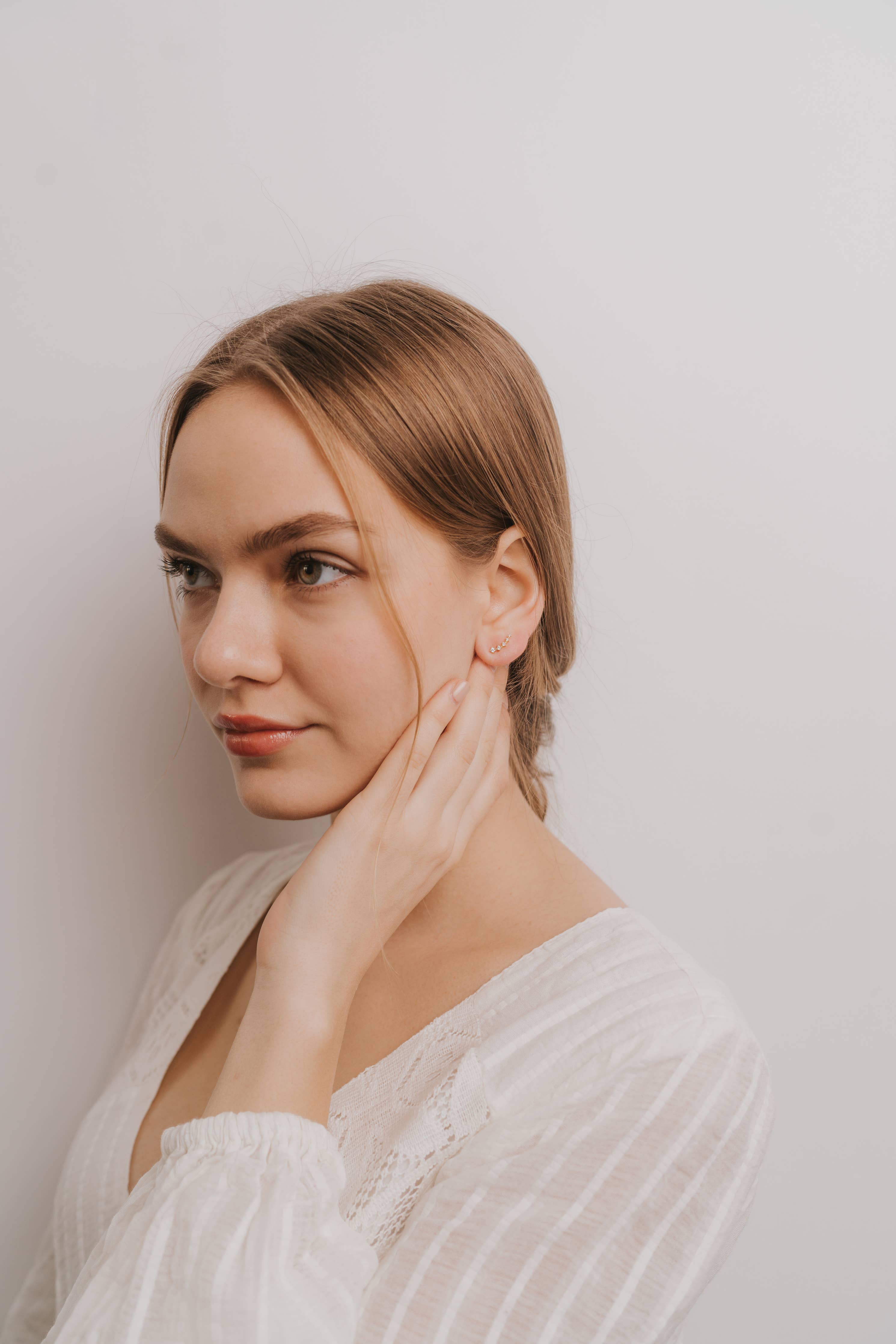 Crawler White CZ Gold Earrings