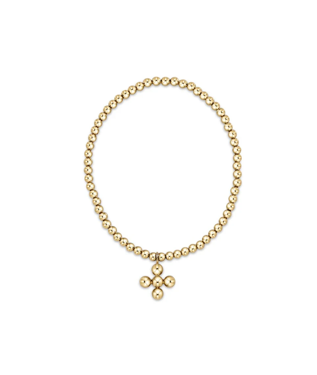 enewton Classic Gold 3mm Bracelet - Signature Cross 4mm Beaded Gold Charm