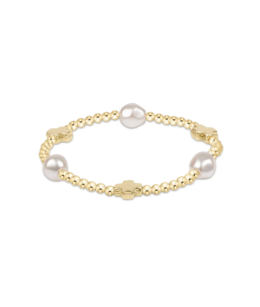 enewton Signature Cross Admire Pearl 3mm Gold Bracelet