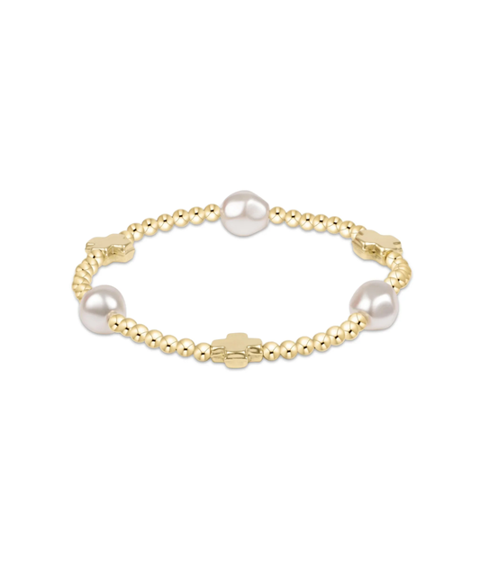 enewton Signature Cross Admire Pearl 3mm Gold Bracelet