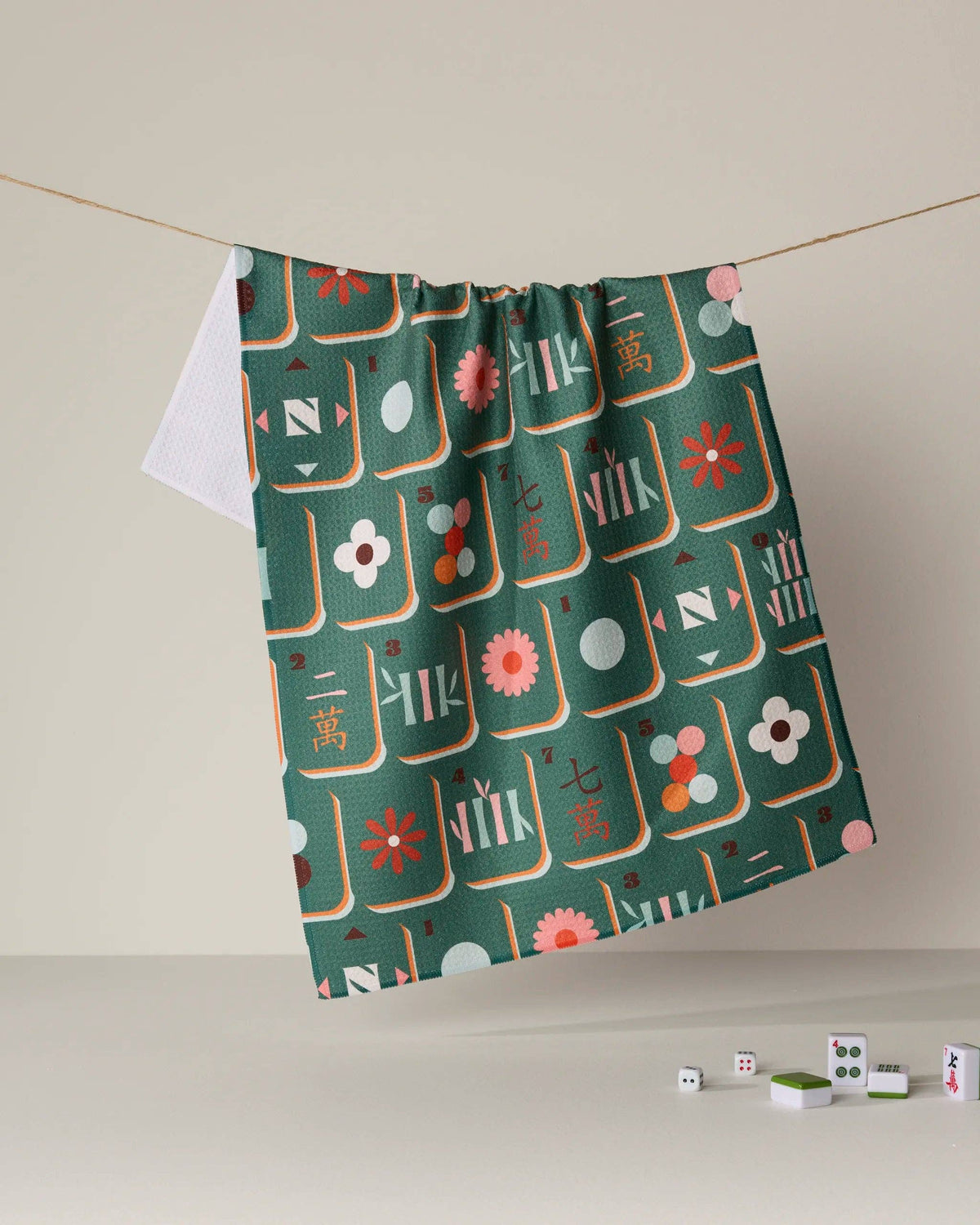 Geometry Moss Tile Toss Tea Towel