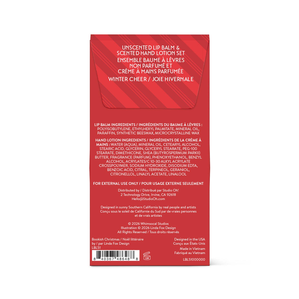 Studio Oh! - Bookish Christmas Lip Balm & Hand Lotion Set
