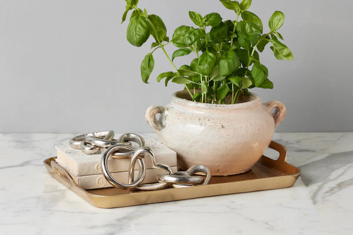 Gold Rectangle Metal Tray, Large