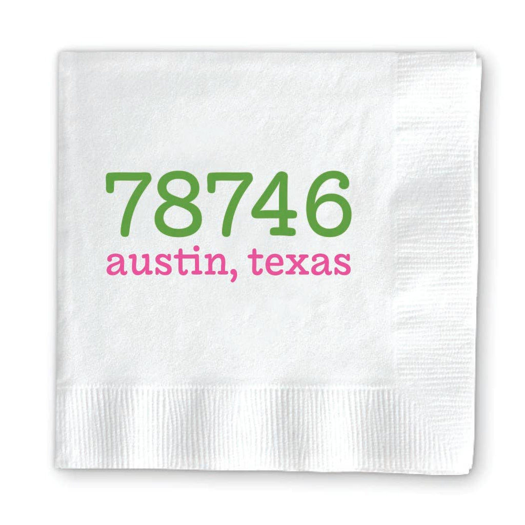 Zip Code Cocktail Napkins