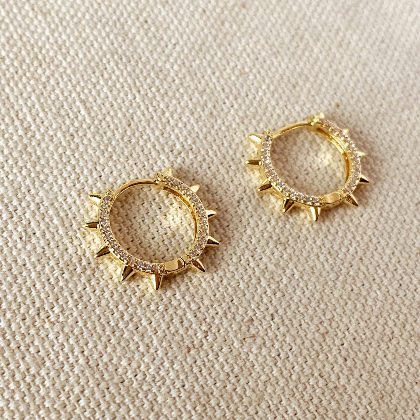 18k Gold Filled Spike Hoop Earrings