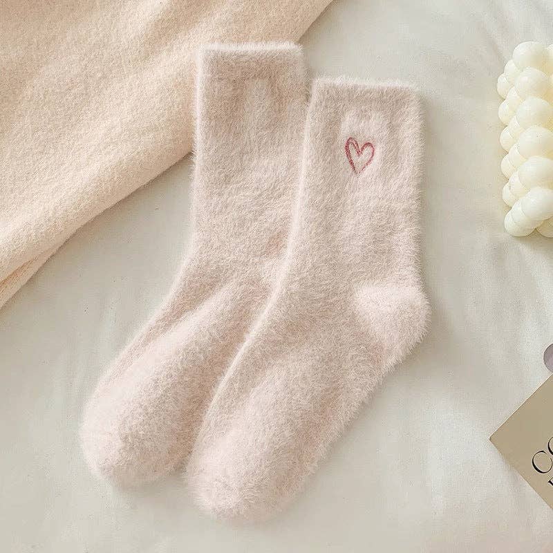 Heart Fuzzy Plush Socks