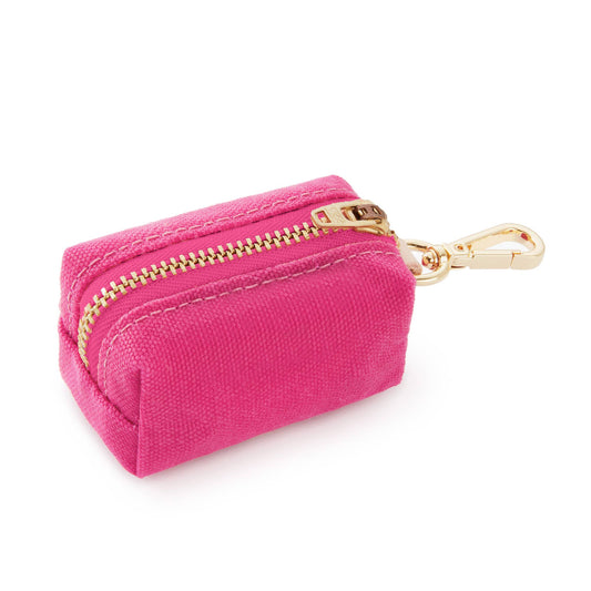 Hot Pink Waxed Canvas Poop Bag Dispenser