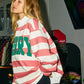 Merry Mock Neck Striped Sweatshirt