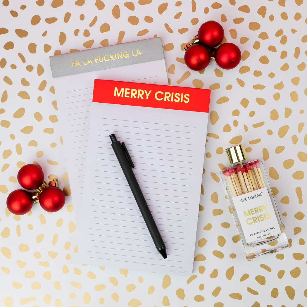 Merry Crisis - Holiday Glass Bottle Safety Matches - White/Red