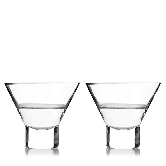 Raye™ Heavy Base Stemless Crystal Martini Glasses
