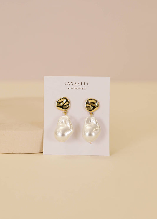 Pearl and Gold Drop Earrings