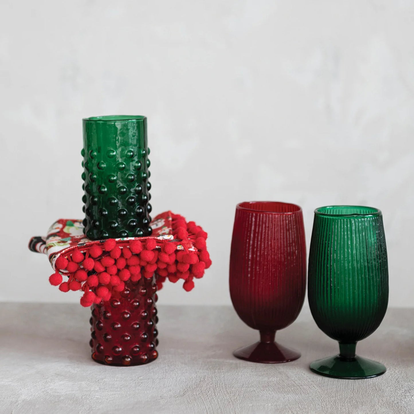 Hand-Blown Hobnail Glass