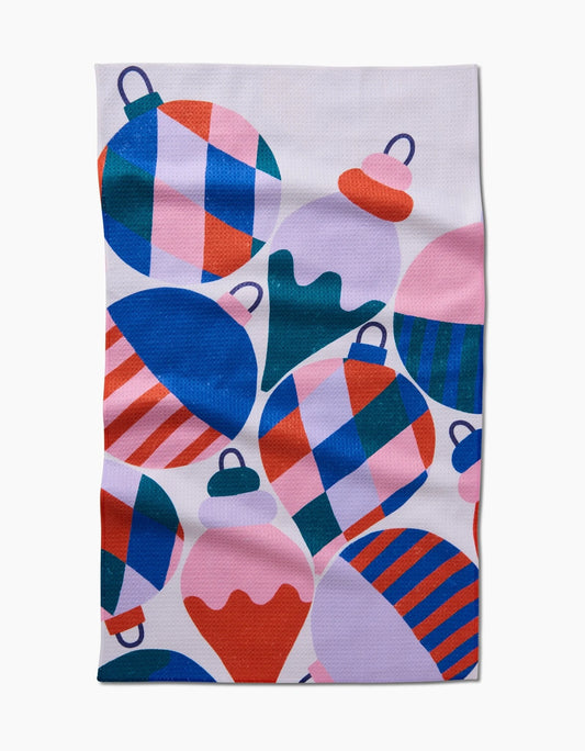 Geometry Vintage Christmas Baubles Tea Towel