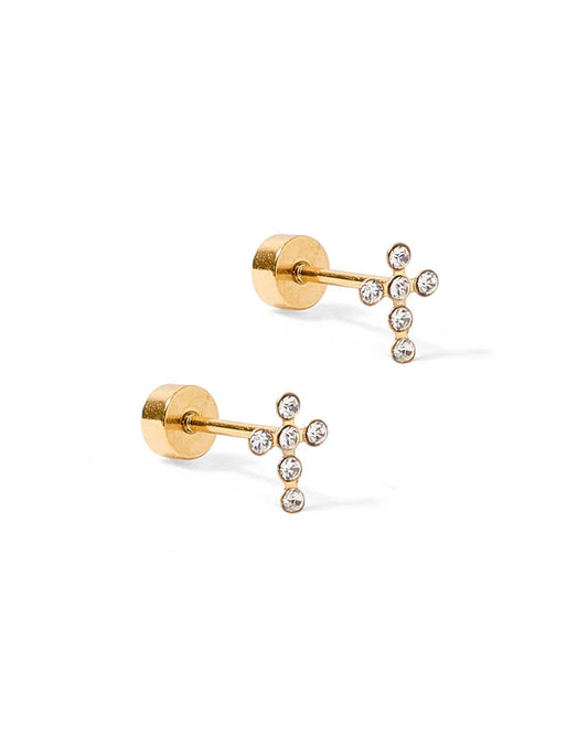 Clara Gold Cross Earrings