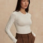 Edna Long Sleeve Fitted Tee - White