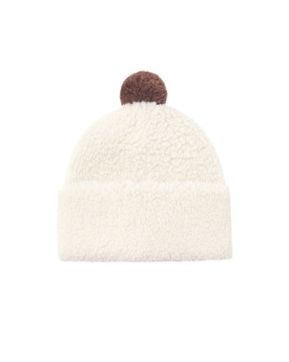 POM SHEARLING BEANIE NATURAL - NATURAL