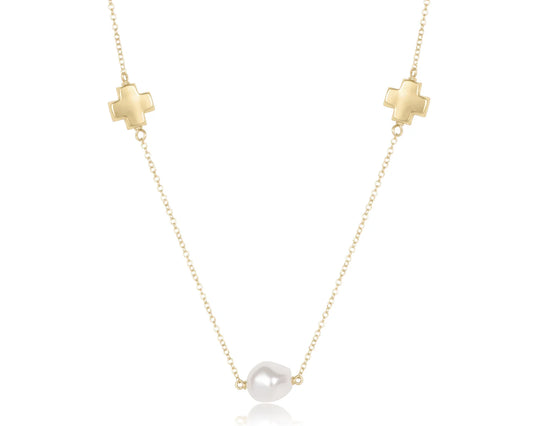 Enewton Gold Signature Cross Pearl Admire Simplicity Choker