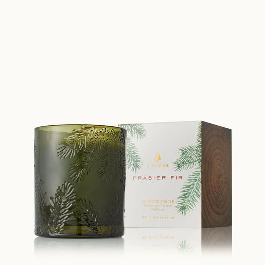 Thymes Frasier Fir Boxed Green Glass Candle
