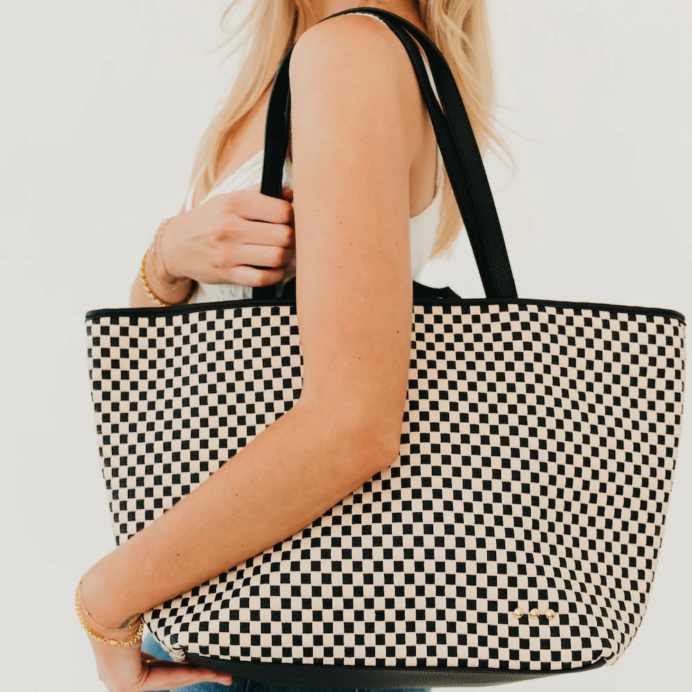 Woven Tiffany Organizer Tote Bag - Black