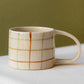 Hand-Painted Grid Stoneware Mug