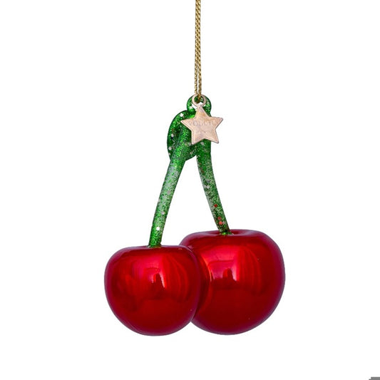 Ornament glass red pearl cherry H3.25"