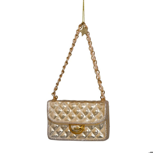 Ornament glass champagne opal fashion bag H2.25"