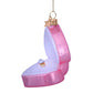 Ornament glass soft pink heart box w/wedding ring H3.5"