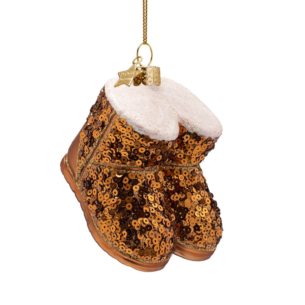 Ornament glass suede boots with sequins H2.25"