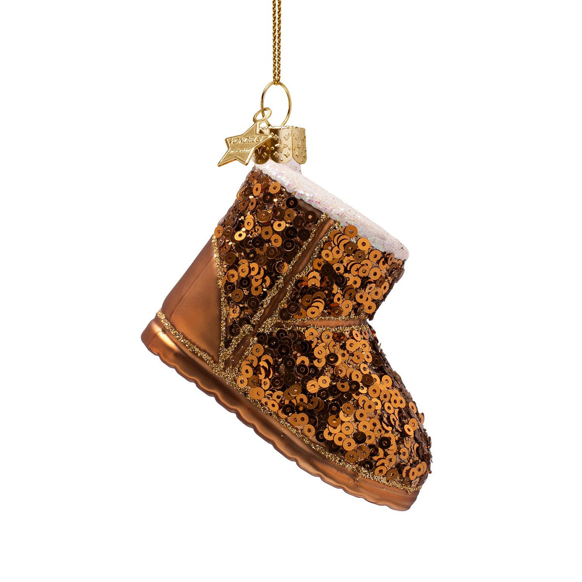 Ornament glass suede boots with sequins H2.25"