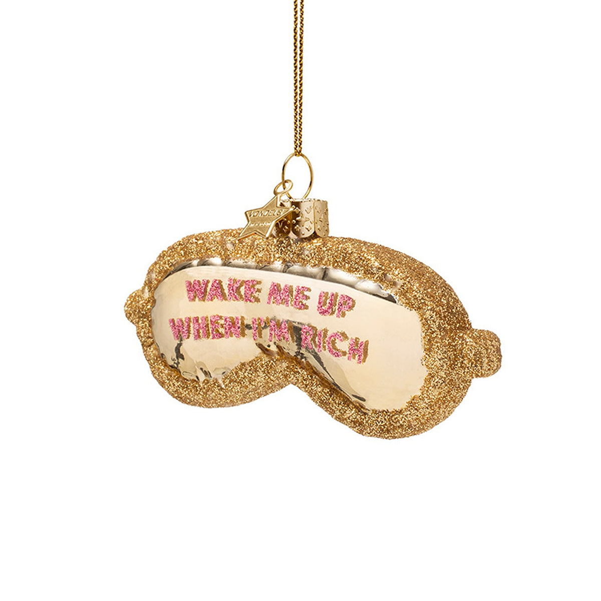 Ornament glass Sleeping Mask Wake me up when I'm rich H1.5"