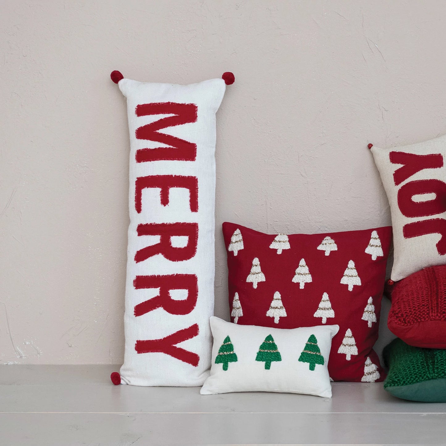 Embroidered Holiday Tree Pillow