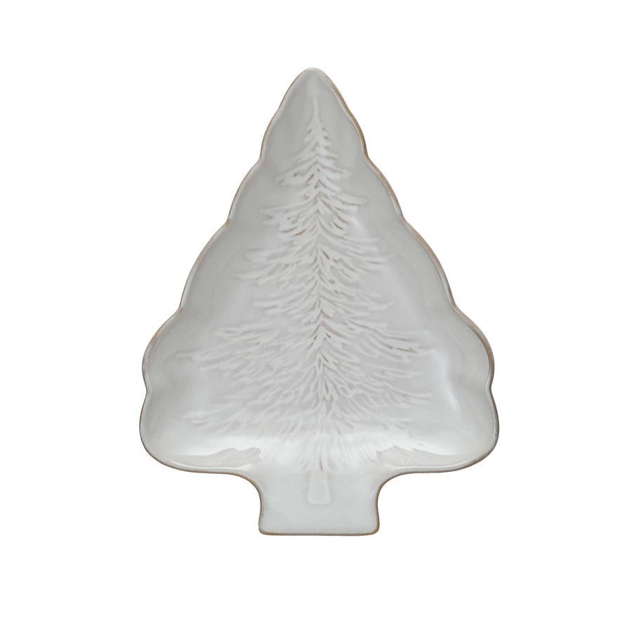 Stoneware Glazed Tree Plate