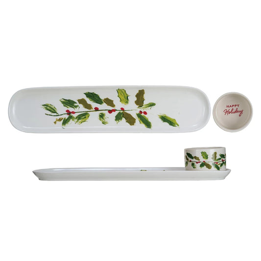 Happy Holidays Stoneware Platter