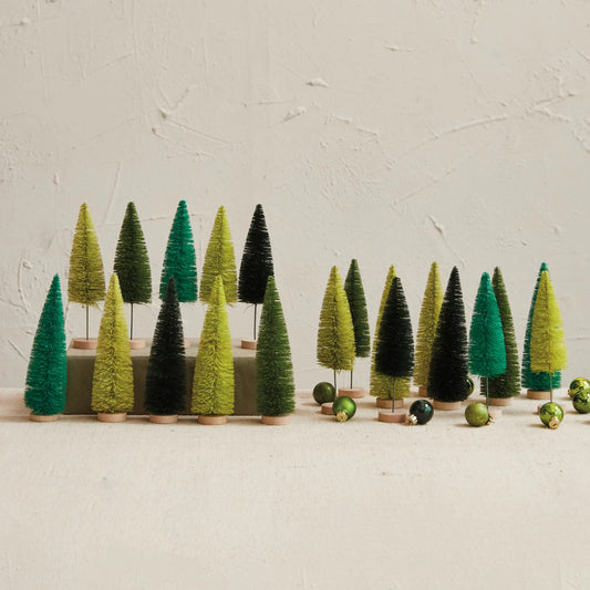 Green Bottle Brush Tree Set