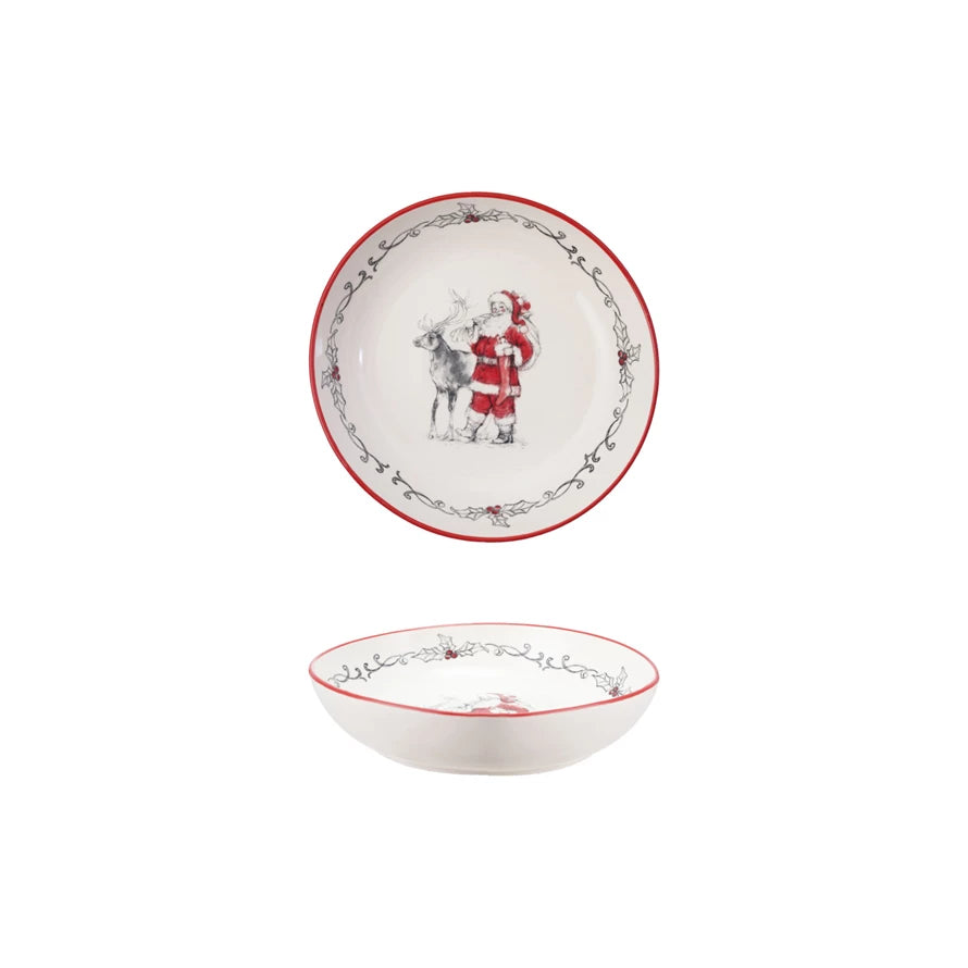 Santa + Reindeer Serving Bowl
