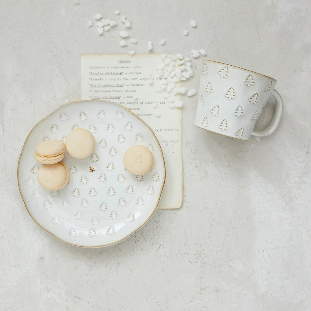 Debossed Small Stoneware Plate