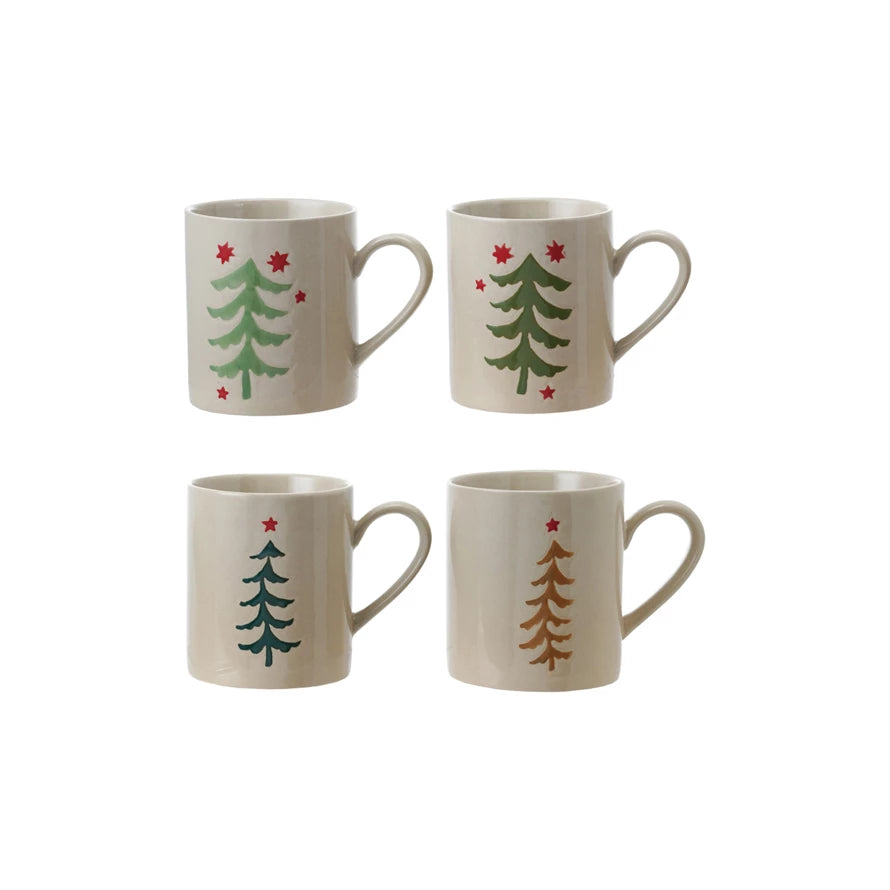 Hand-Painted Stoneware Tree Mug